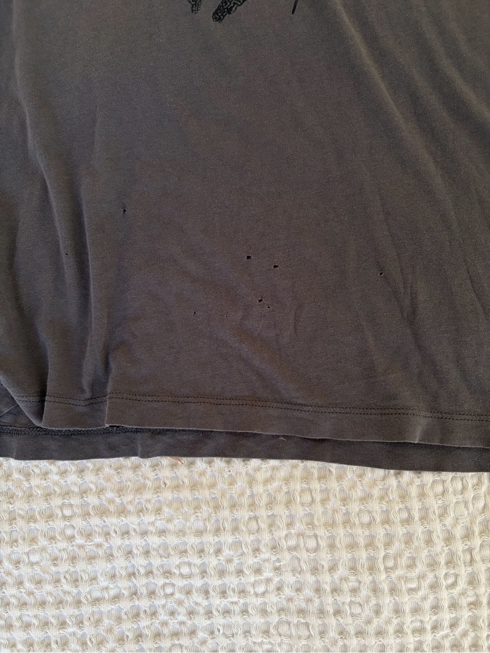 John Varvatos Paper ThinCharcoal Gray Skeleton Graphic Tee with Red Heart Accent - Picture 7 of 9